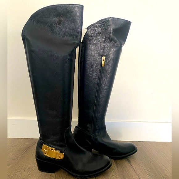 Vince Camuto | Shoes | Vince Camuto Black Pebbled Leather Knee High ...